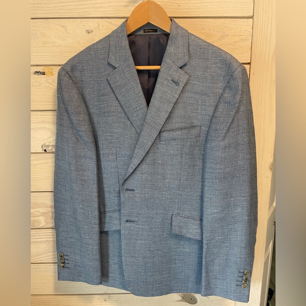 Joseph Abboud Men's 44S Light Blue Linen Blend 2-Button Blazer Jacket Sport Coat
